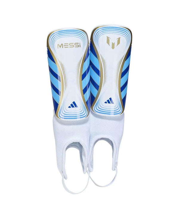 Mersey Sports - adidas Accessories Shinguards Messi SG White/Blue MTC Junior IS5599