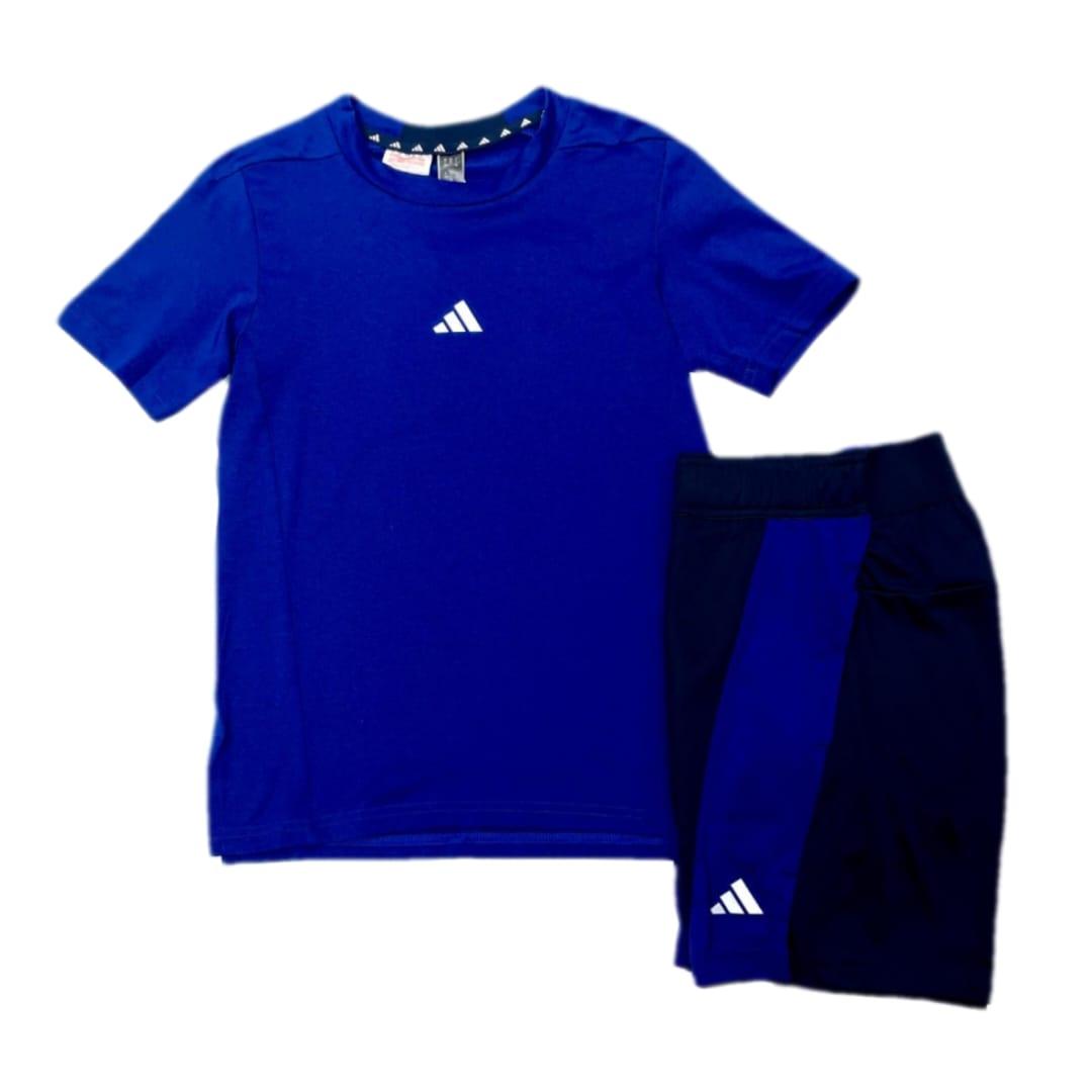 adidas Boys 2Pc Shorts T Shirt Set Blue Navy IR6214 IN1658