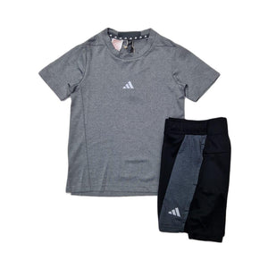 Mersey Sports - adidas Boys 2Pc Shorts & T-Shirt Set Grey/Black IN1657 IR6227