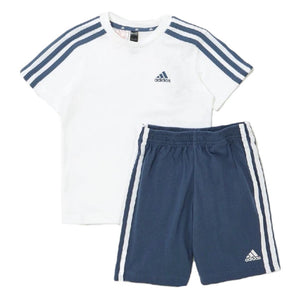 Mersey Sports - adidas Boys 2Pc Shorts & T-Shirt Set White/Blue IQ4091