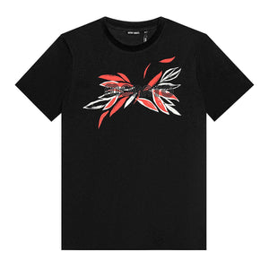 Mersey Sports - Antony Morato Mens T-Shirt Osaka Leaves Black/Red MMKS02398-FA100144 9000