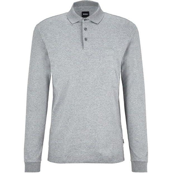 Mersey Sports - Boss Mens Polo Shirt Pado 30 Long Sleeve Grey 50468392 030