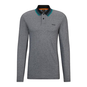 Mersey Sports - Boss Mens Polo Shirt PeOxford Long Sleeve Black/Blue 50501757 001