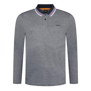Mersey Sports - Boss Mens Polo Shirt PeOxford Long Sleeve Navy/Purple 50501757 404