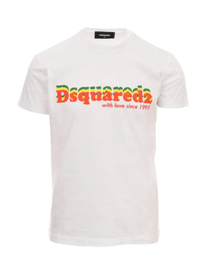 Mersey Sports - Dsquared2 Mens T-Shirt Retro Logo White/Red S71GD1253 S23009 100