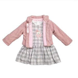 Mersey Sports - Ebita Girls 2Pc Set Dress & Jacket Pink/Grey 239501