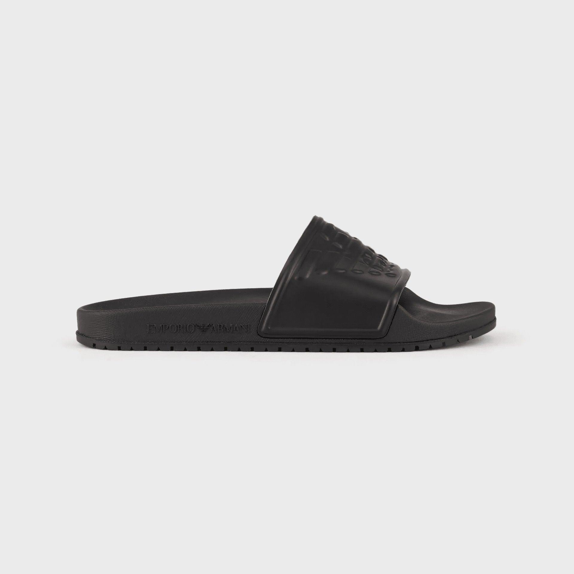 Emporio Armani Mens Sliders Eagle Logo Black XVPS04 XN747 00002 Mersey Sports
