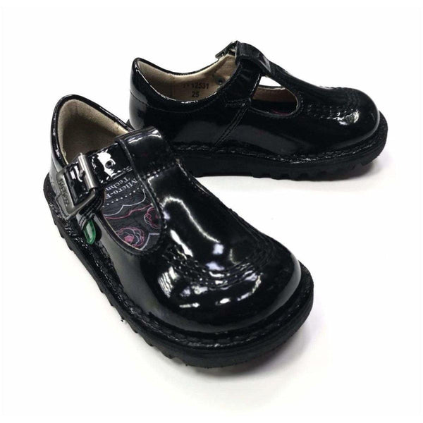 Mersey Sports - Kickers Kids Shoes Kick T Bar Patent J Black 1-12532