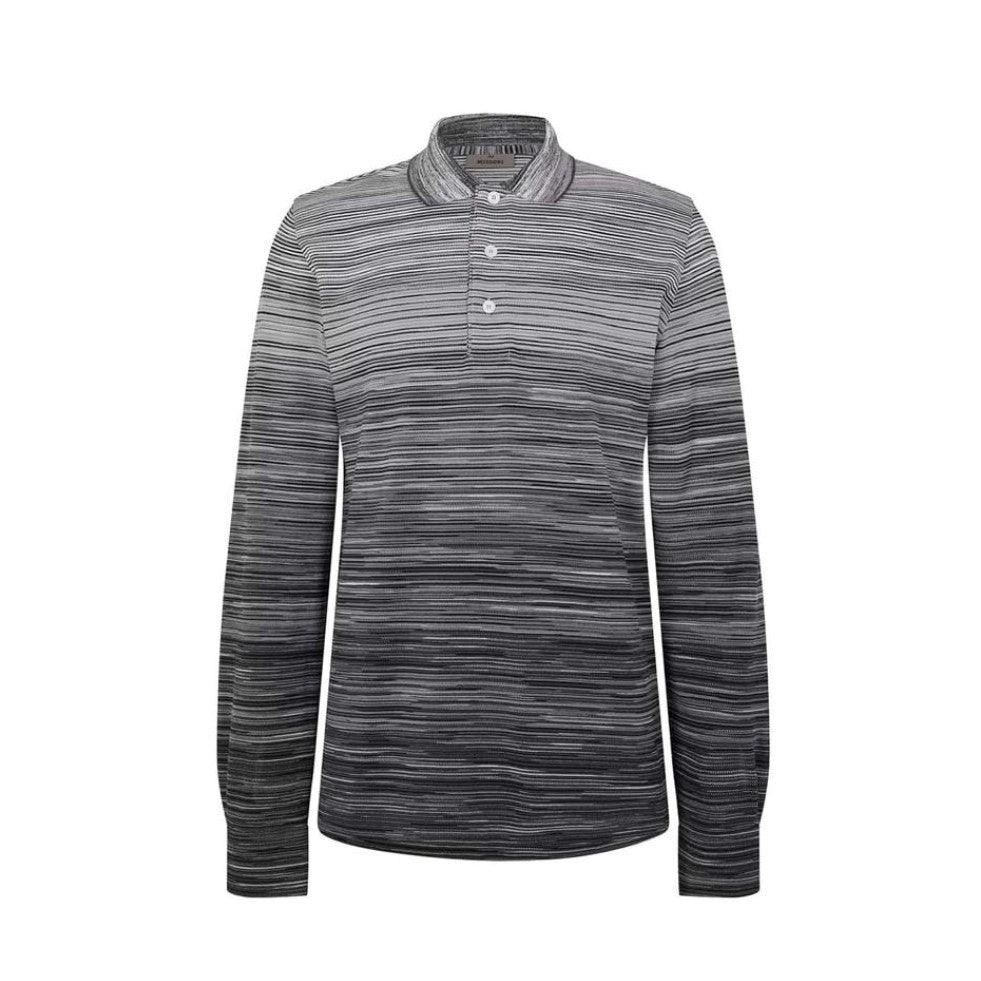 Missoni Mens Polo Shirt Long Sleeve Grey White US23W206 BJ0014 SM8Z0 Mersey Sports
