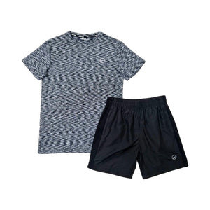 Mersey Sports - Montre Boys 2Pc Shorts & T-Shirt Set Black SpaceDye BlackGrey