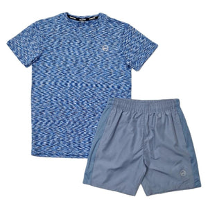 Mersey Sports - Montre Mens 2Pc Shorts & T-Shirt Set Blue SpaceDye BlueSky