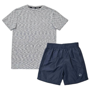 Mersey Sports - Montre Mens 2Pc Shorts & T-Shirt Set Grey SpaceDye GreyLight
