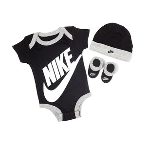 Mersey Sports - Nike Baby 3Pc Set Bodysuit Hat Booties Black LN0073 023
