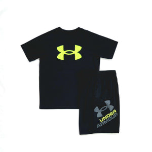 Mersey Sports - Under Armour Boys 2Pc Shorts & Tee Set Black/Yellow 1363283 004