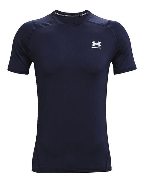 Under Armour Mens T Shirt HG Fitted Navy 1361683 410 Mersey Sports