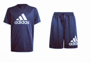 Mersey Sports - adidas Boys 2Pc Shorts & T-Shirt Set Navy HE9331 GS8895
