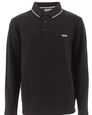 Mersey Sports - BOSS Boys Polo Shirt Small Logo TipCollar Black/White J25M34 09B