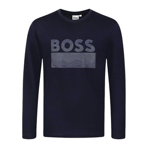 Mersey Sports - BOSS Boys T-Shirt Layers Block Logo Navy J25M16 849