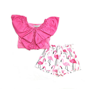 Mersey Sports - Ebita Girls 2Pc Set Top & Shorts Pink/White 238283