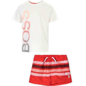 Mersey Sports - Hugo Boss Boy's 2Pc Shorts & Tee Set White J25L07 10B
