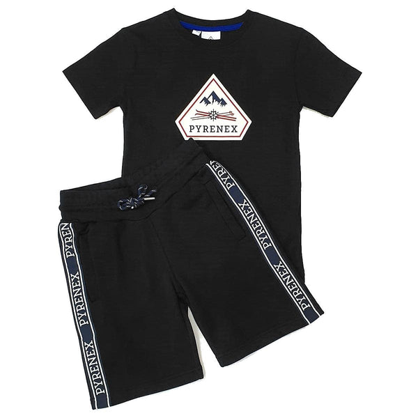 Mersey Sports - Pyrenex Boys 2Pc Shorts & T-Shirt Set Black/White HKR006P0009 Karel 2